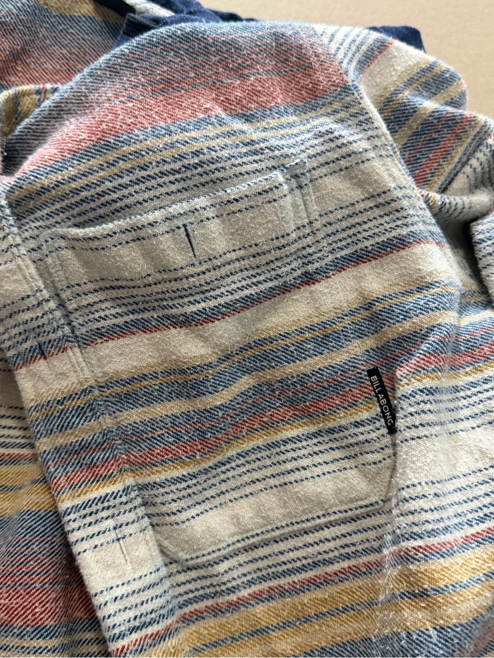 Billabong Baja Hooded Flannel Shirt Striped Core Fit Stretch Men’s L Preppy Surf - Picture 10 of 12